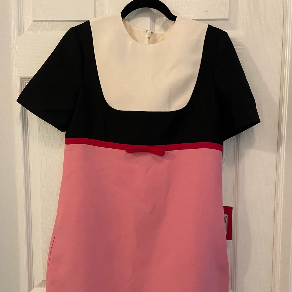 NWT VALENTINO Colorblock Bow Detail Shift Dress (Size IT 44)